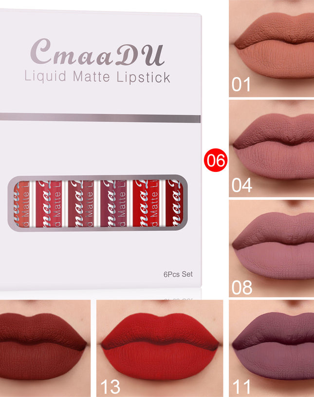 6 Boxes Of Matte Non-stick Cup Waterproof Lipstick Long Lasting Lip Gloss
